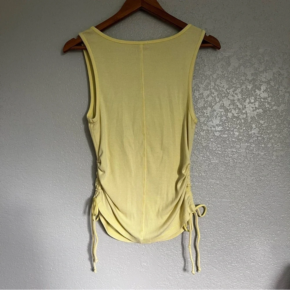 Anthropologie Pilcro Ruched Square-Neck Tank Blouse Top Women’s Sunny Lime
